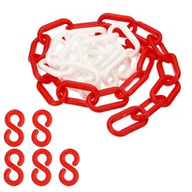 PATIKIL Plastic Chain,3 FEET Safety Barrier Chain for Crowd Control, 1/4inch(6mm) Red/White Plastic Chains Links for Queue Lines, Parking, Fences, Gate, Concerts, and Decoration