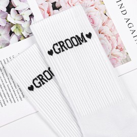 Etercycle Groom Socks, Bachelor Party Sock Groomsmen Gifts, Black Soft Cotton Groomie Wedding Socks For Engagement Party Favors Groom Bridal Shower Gifts Bachelorette Decorations