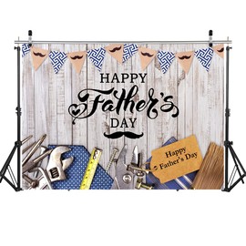 WOLADA 8x6FT Happy Father's Day Photo Backdrop White Wooden Backdrop Father's Day Banner Best Dad Backdrop Father's Day Family Theme Party Photography Backdrop Father's Day Photography Backdrop 12568