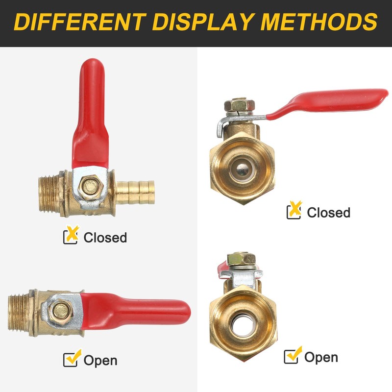sourcing map 4Pcs Brass Water Mini Ball Valve Shut Off
