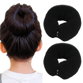 2PCS (20cm/8 Inch) Black Hair Donuts Bun Maker Soft Foam Ring Styling Tool for Updos Chignons