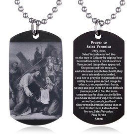 FAYERXL Catholic Christian Holy Bible Verse Scripture Baptism Religious Communion Confirmation Rite Gift Dog Tag Necklace for Men/Church pastor (Prayer to Saint Veronica)