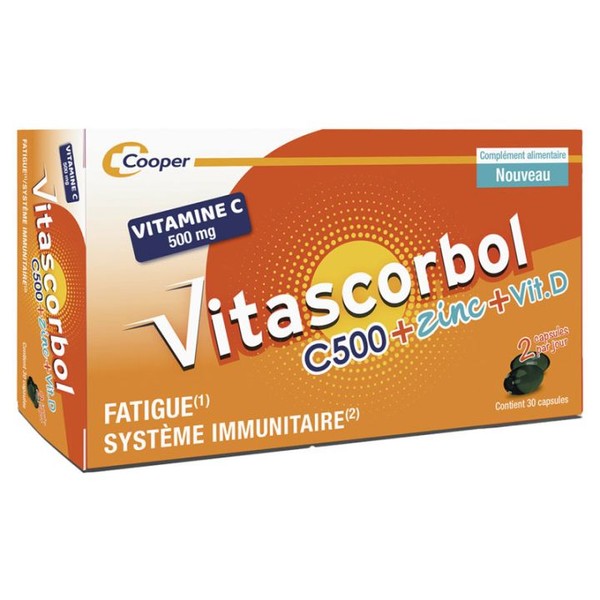 Cooper laboratoire Vitascorbol C500 Vitamine C 500 mg + Zinc + Vit.D 30 capsules