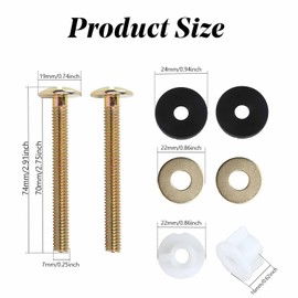2 Pieces Toilet Seat Screws, Universal Carbon Steel Plated Toilet Lid Fittings and Fixtures, Toilet Blind Hole Fitting Kit for Toilet Seat Hinge Bolts Replacement Parts
