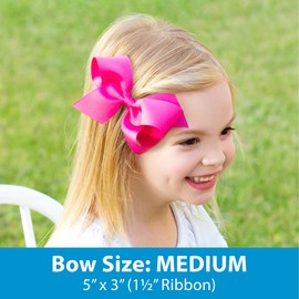 Wee Ones Girls' Grosgrain Farm-themed Print Hair Bow, Handmade, Medium, Horse