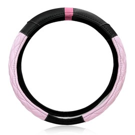 NYTKL Car Steering Wheel Cover, 15 Inch Soft Microfiber Leather Auto Wheel Protector, Anti-Slip Breathable Steering Wheel Cover for Women Men, Universal Fit for Trucks Sedans SUVs (Pink)