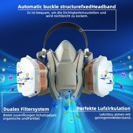 ZXICH Respirator Mask, Gas Mask with Filter and Glasses for Painting, Dust, Epoxy, Machine Polishing, Welding, Industrial Painting, Gas Reusable