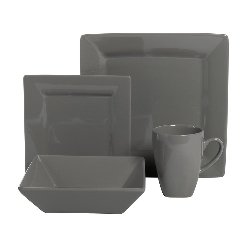 10 Strawberry Street Nova Square 40 pc Dinnerware Set, Gray
