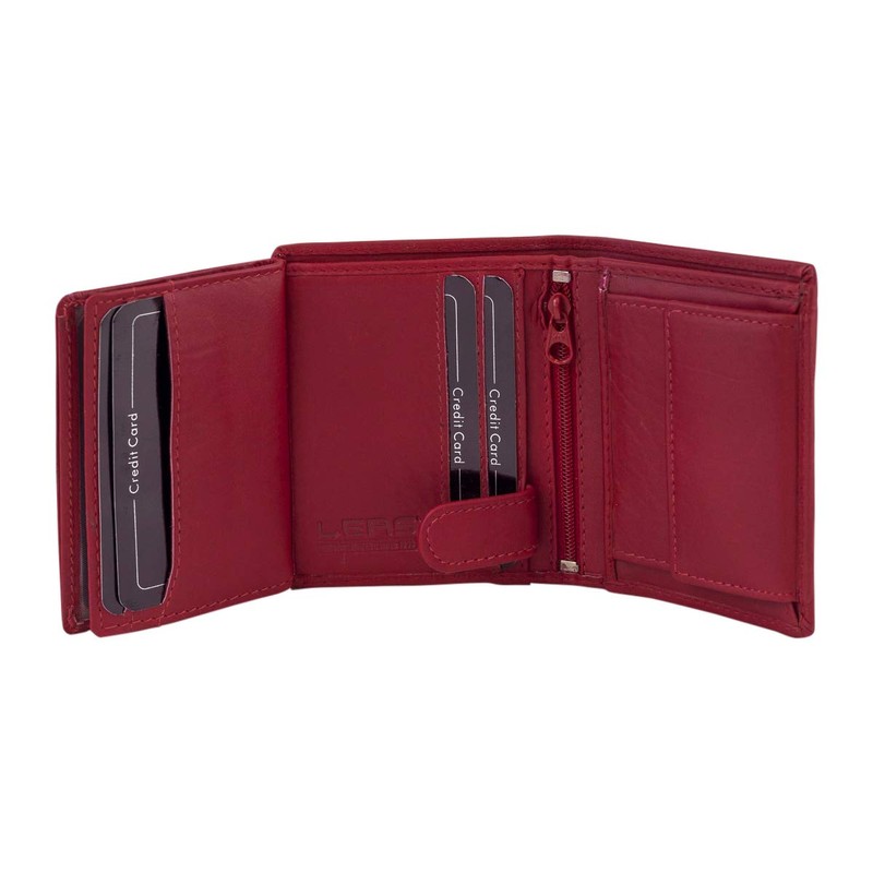 LEAS Small Mini Purse Genuine Leather, red