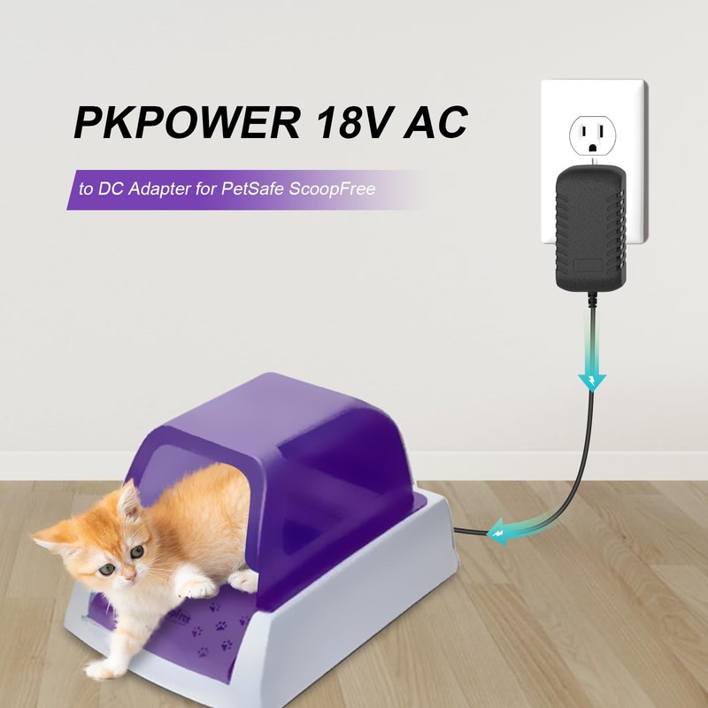 18V Charger for Petsafe ScoopFree Automatic Self-Cleaning Litter Box, Power