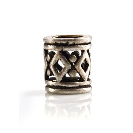 Battle-Merchant Viking Beard Bead, Small, 3 mm Inner Diameter, 925 Silver with Diamond Pattern