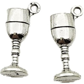Carytalee 50PC Alloy Wine Glass Charms Pendants DIY Jewelry Making Accessory 20mm x 8mm (Antique Silver)