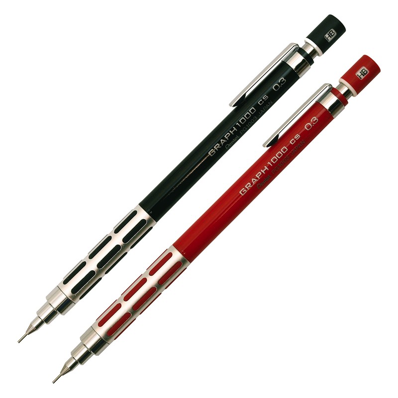 Pentel Graph Let Mechanical Pencil Graph1000CS, 0.3mm, Black (PG1003CS-A)