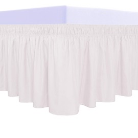 PureFit Falda de cama envolvente con volantes con cinturón elástico ajustable, caída de 18 pulgadas, fácil de poner, falda de cama sin arrugas, volantes contra el polvo, funda para cama tamaño Queen,
