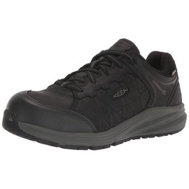 KEEN Utility Men's Vista Energy+ Low Composite Toe Waterproof Leather Industrial Work Shoes, Black/Gun Metal, 15 Wide