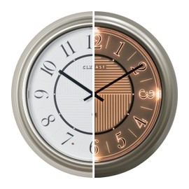 CLXEAST 14 Inch Self-Illuminated in/Outdoor Atomic Wall Clock for Home Office, Night Light Wall Clocks for Living Room Decor,Modern Farmhouse Morning Silver/Gold Finish