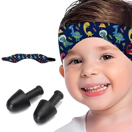 FMYODWU Swimming Headband, Children's Swimming Headband, Neoprene Headband for Children, Waterproof Headband, Swimming Headband with Ear Plugs, Adjustable, Suitable for Water Sports