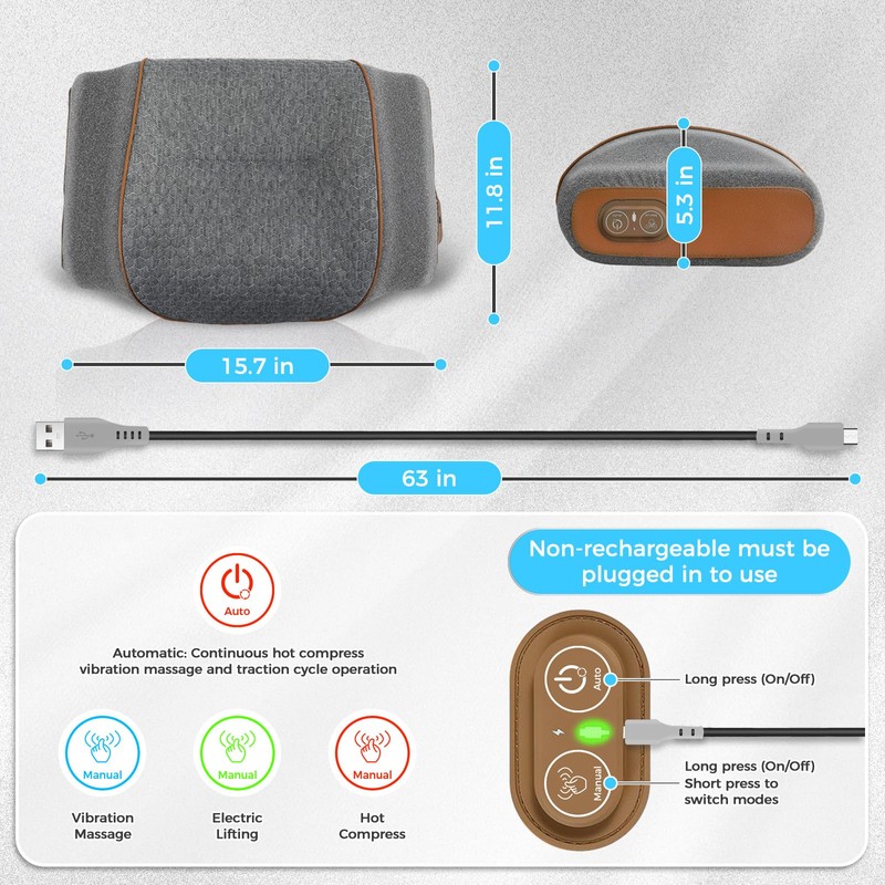 HMEEN 3 in 1 Neck Massager Pillow with Heat,Vibration &