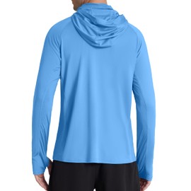 Roadbox Men's UPF 50+ Hooded Fishing Shirts Long Sleeve Sun Protection Hoodie, Hiking Running Swimming Rash Guard with Mask