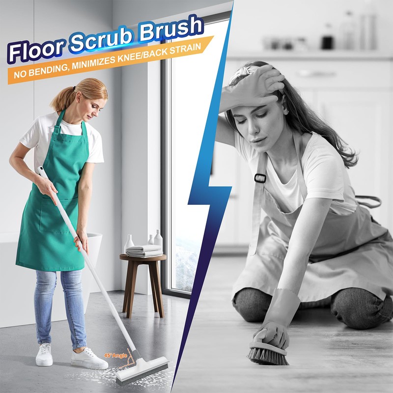 Yolaist Floor Scrub Brush with 60 inch Long Handle, 2