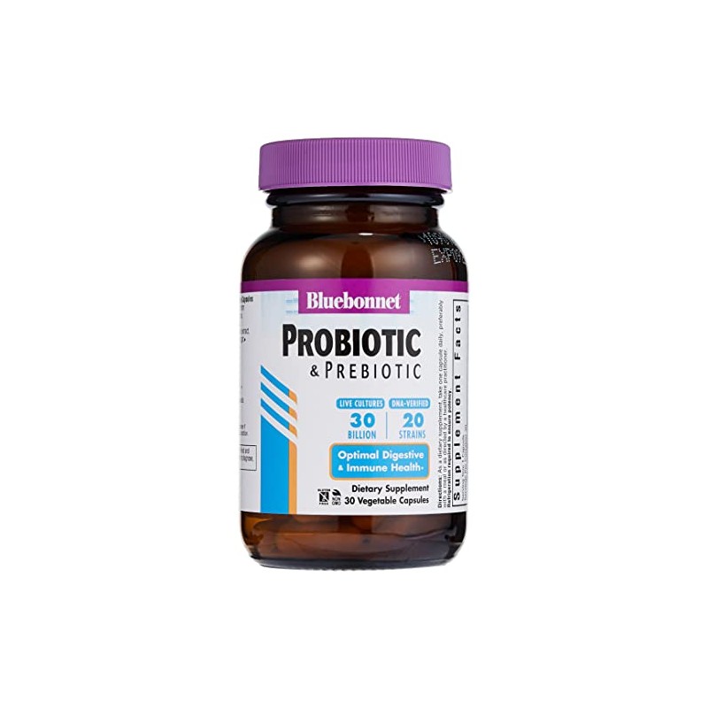 Bluebonnet Nutrition Probiotic and Prebiotic, 30 Billion CFU Per Serving,