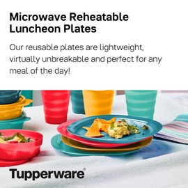 Tupperware Brand Microwave Reheatable Luncheon Plates - Dishwasher & Microwave Safe - BPA Free - Reusable, Lightweight, Durable & Great for Kids