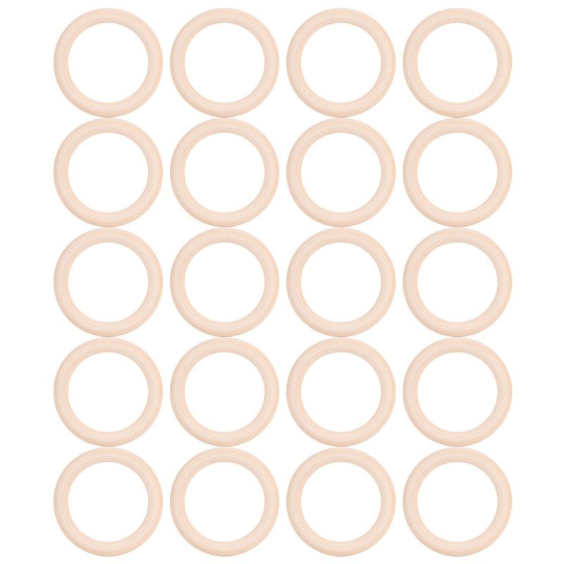 20Pcs Wood Baby Natural Teething Rings DIY Jewelry Circle Pendant