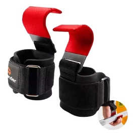 Bluelander 5 Paquetes Straps Ganchos Levantamiento Muñequera Gym Pesas Color Rojo