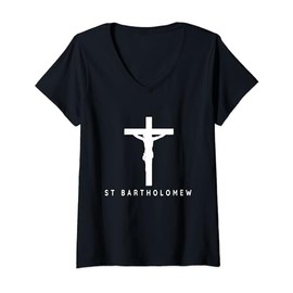 Saint Bartholomew the Apostle. Traditional Catholic Prayer V-Neck T-Shirt