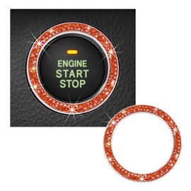 Kewucn Bling Crystal Double Rhinestone Car Engine Start Decoration Ring, Sparkling Push Start Button Sticker, Key Ignition & Knob Ring Decoration, Bling Car Interior Accessory (Orange)