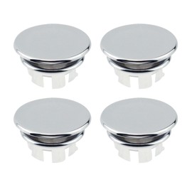 Quacc 4 PCS Sink Overflow Covers Sink Hole Round Overflow Cover Decorate Overflow Cover for Home Kitchen Bathroom (Silver)