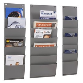 Eichner Document Organiser PP Planboard for Storing Documents, Magazines, Order Bags etc., Anthracite, Polypropylene (PP), DIN A5 Vertical, Wall Mounted or Door, 900 x 200 mm