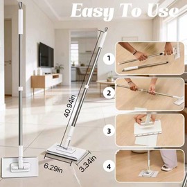 Grip Mini Mop, Hands Free Flat Mop with 1-Second Cloth Change, 360° Rotating Head for Walls, Floors, Windows, Corners. Cloth-Changing Mini Cleaning Tool with 10 Reusable Microfiber Cloth