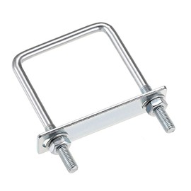 sourcing map 1 x M8 square U-bolt, square U-bolt, 70 mm inner width, U-bolt, carbon steel with nut frame and fasteners