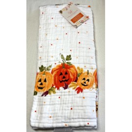 RACHEL ASHWELL KITCHEN TOWELS (2) JACK O LANTERNS 20 X 24 100% COTTON GAUZE NWT