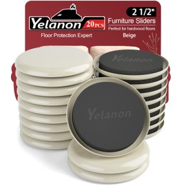 Yelanon Furniture Sliders (2.5” Beige) - 20-Pack Floor Protectors & Movers Sliders - Multi-Surface Non-Marring Pads - Effortless Glide Technology