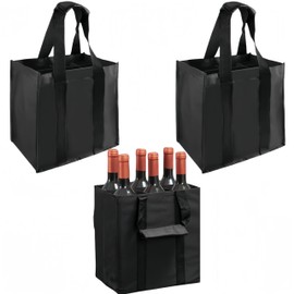 Bottle Bag, 3 Pack Non-Woven Fabric Bottle Bag, Foldable Bottle Holder, Practical Carry Bag with 6 Compartments, Suitable for Parties, Picnic and Shopping, 27 x 18 x 27 cm, Iron, Affordable, Iron