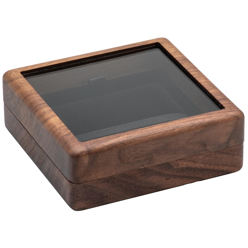 COSISO Single Solid Walnut Wood Medal Display Storage Box with