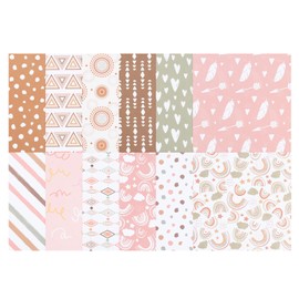 PATIKIL 12x12 Scrapbook Specialty Paper, 24 Sheet Double-Sided Floral Style Decorative Craft Paper Creative Sheet for Photo Decor Journal DIY Card,Pink