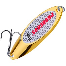 PROBEROS - Cucharas de pesca, señuelos, cebos para bajo, anzuelo con ganchos agudos, cuchara de metal duro, señuelo de pesca, 10 unidades/paquete de 1.7 onzas, dorado