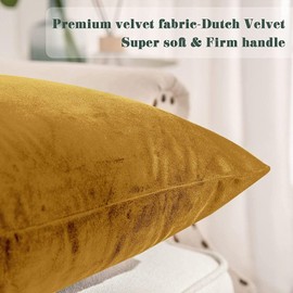 Seechoo Velvet Cushion Covers, Set of 2, 45cm x 45cm, 18x18 Inch, 17 Colours, Extra Soft Plush, Decorative, Invisible Zipper (Gold Yellow)