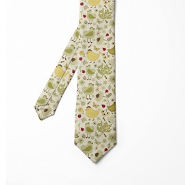 Ambesonne Necktie, Bumble Bee Ladybug Dots, 3.7", Khaki Green
