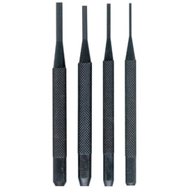 Fowler 52-500-100 Chrome Alloy Steel Drive Pin Punches, 4 Drive Pin Punch Set, 4" Length, Point Sizes: 1/16", 3/32", 1/8" and 5/32".