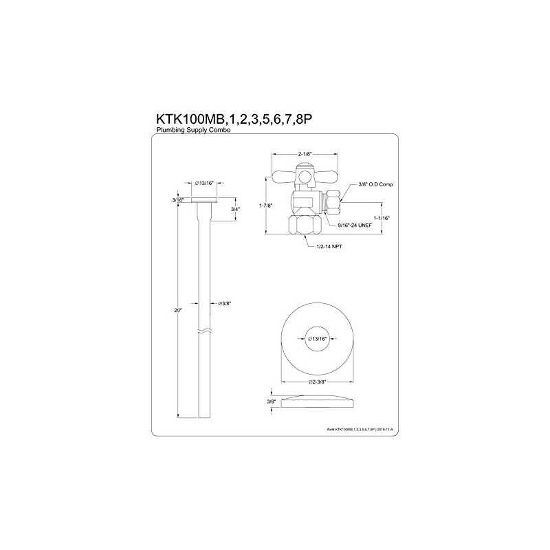 Kingston Brass KTK102P Trimscape Toilet Supply Kit, Polished Brass 20