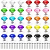 Nicunom 30 Pack Colorful Crystal Cabinet Knobs, 30mm Glass Dresser