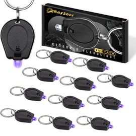 RaySoar 12 Pack Mini UV LED Keychain Flashlight, 395nm Ultra Violet Flashlight, UV Keychain Flashlight, Keychain Light Black Light for Detections