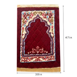 JE JOUE Prayer Rug Muslim Mat Islamic Soft Large Prayer Matt Islam, Padded Islamic Prayer Mat Thick for Men and Women, Janamaz, Sajadah （Red）