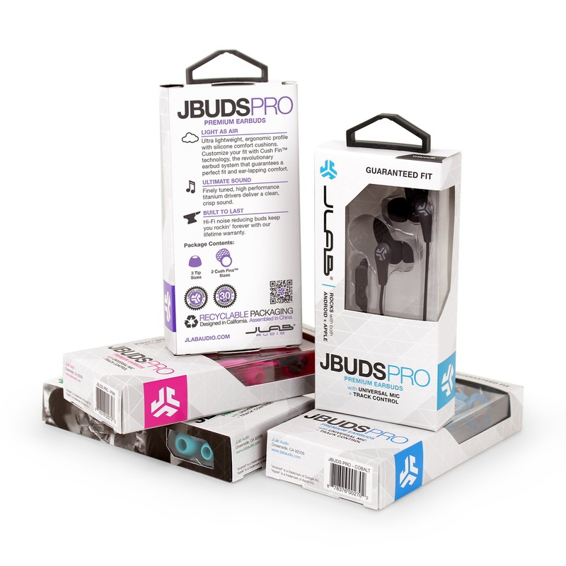 JLab Audio JBudsPRO Premium in-Ear Earbuds with Mic, Guaranteed Fit,