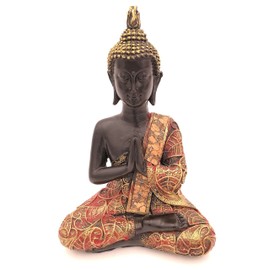 G.W. Buddha Figurine Praying Sitting 21 cm in Black Gold, Decorative Item for Home & Home, Buddha Sculpture, Home Accessory