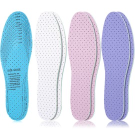 3 Plantillas de Zapatos Transpirables Plantillas con Amortiguación Ultrasuave Plantillas Perforadas de Látex de Doble Capa de Repuesto para Hombre 7-11 Mujer 2-8 (Blanco, Rosa, Púrpura)